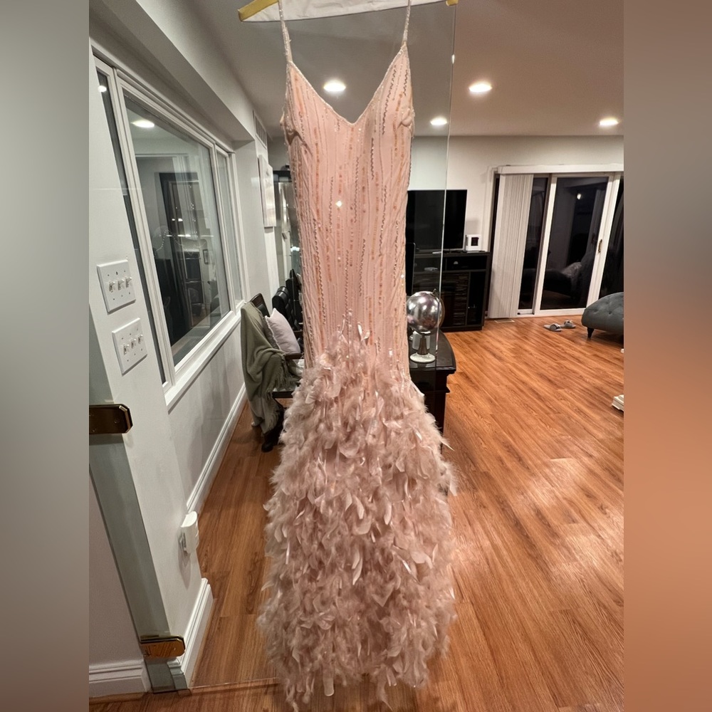 Cache Pink Feather Dress size 4